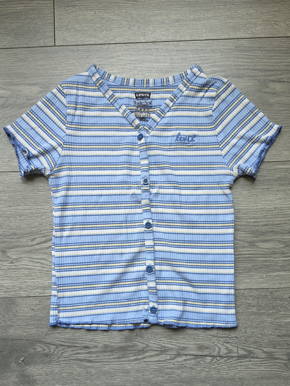 3/$6 Levi's Blue and White Striped Button-Front Kids Top